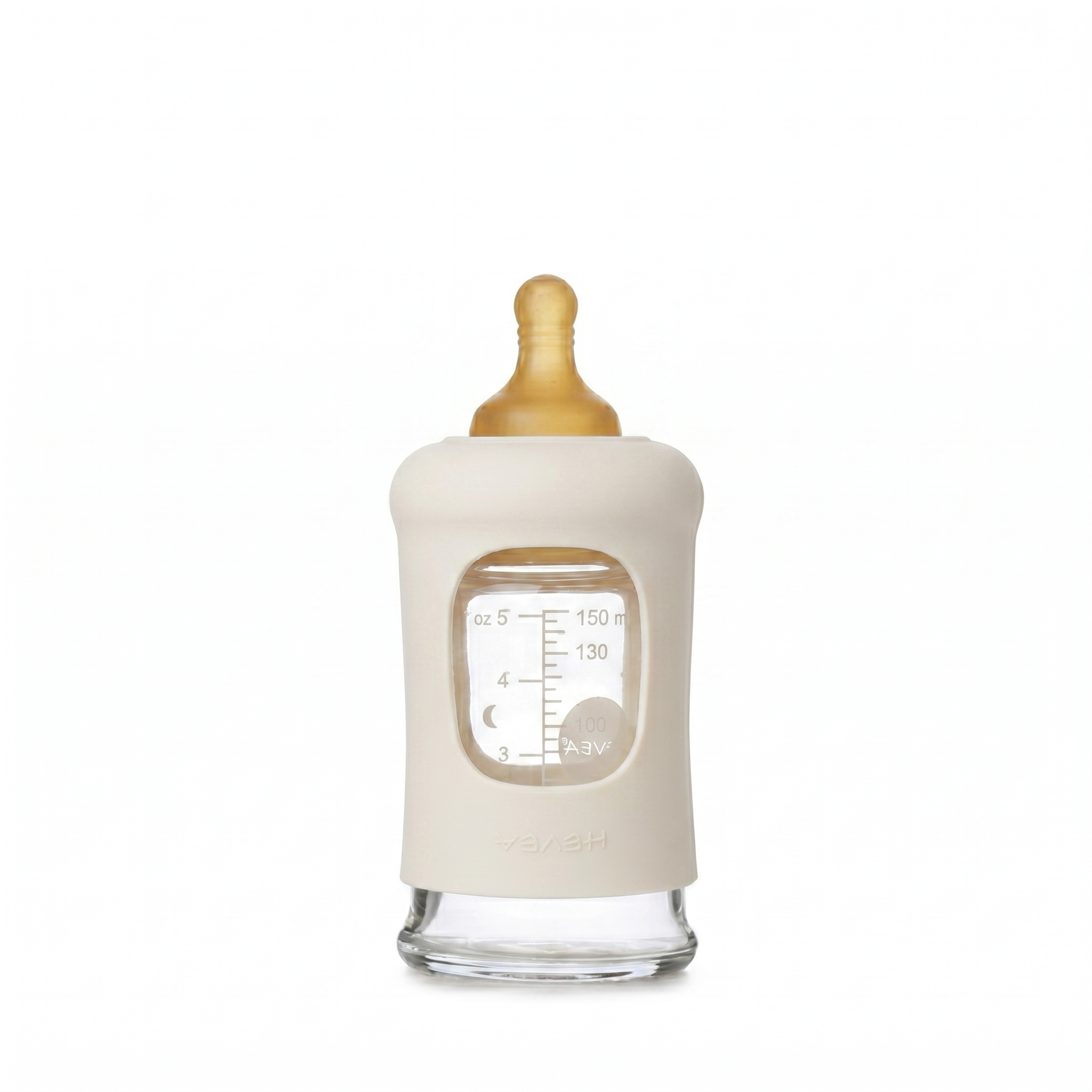 hevea-weithals-baby-glasflasche-mit-h-lle-150ml-single-pack-glasflasche image 1