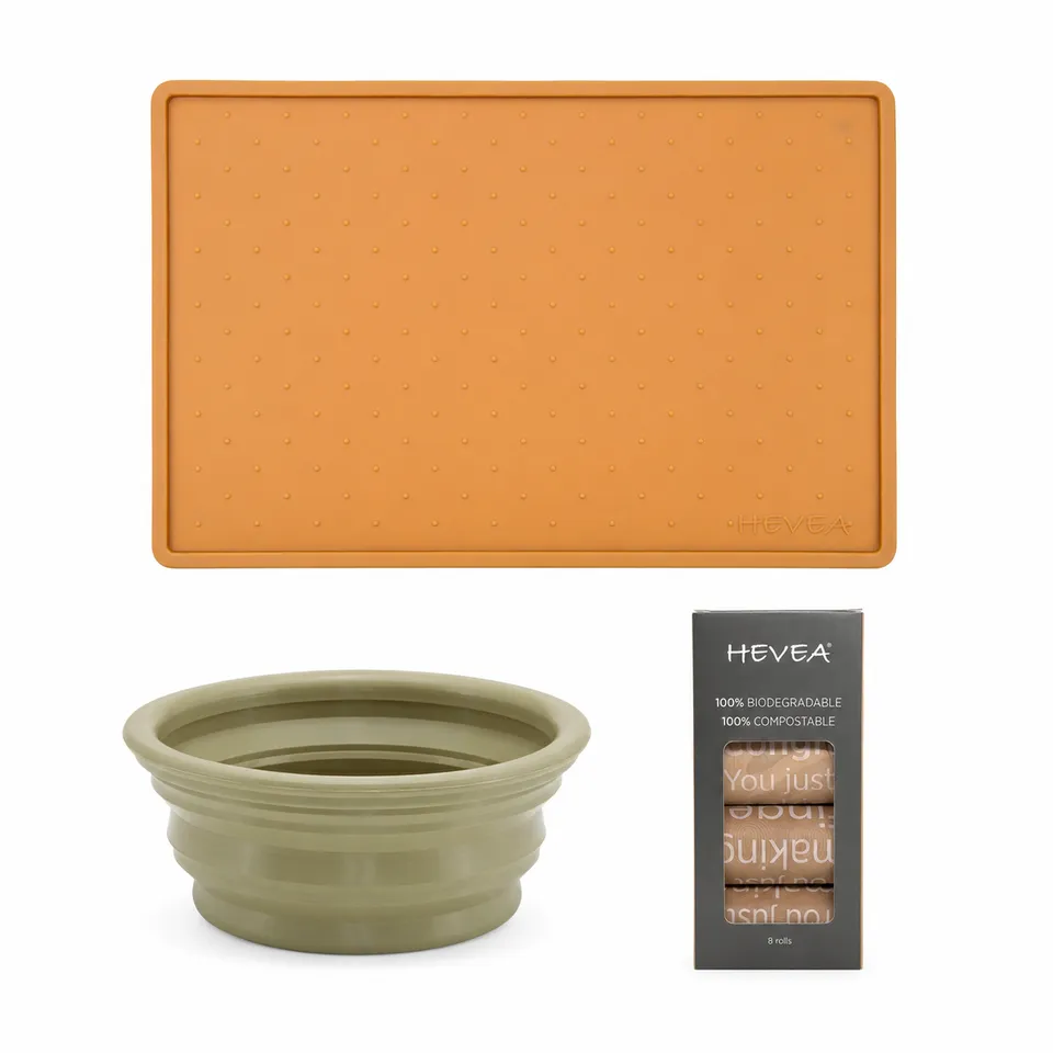 hevea-dog-everyday-essentials-3er-set-futtermatte-reisenapf-zubeh-r image 1