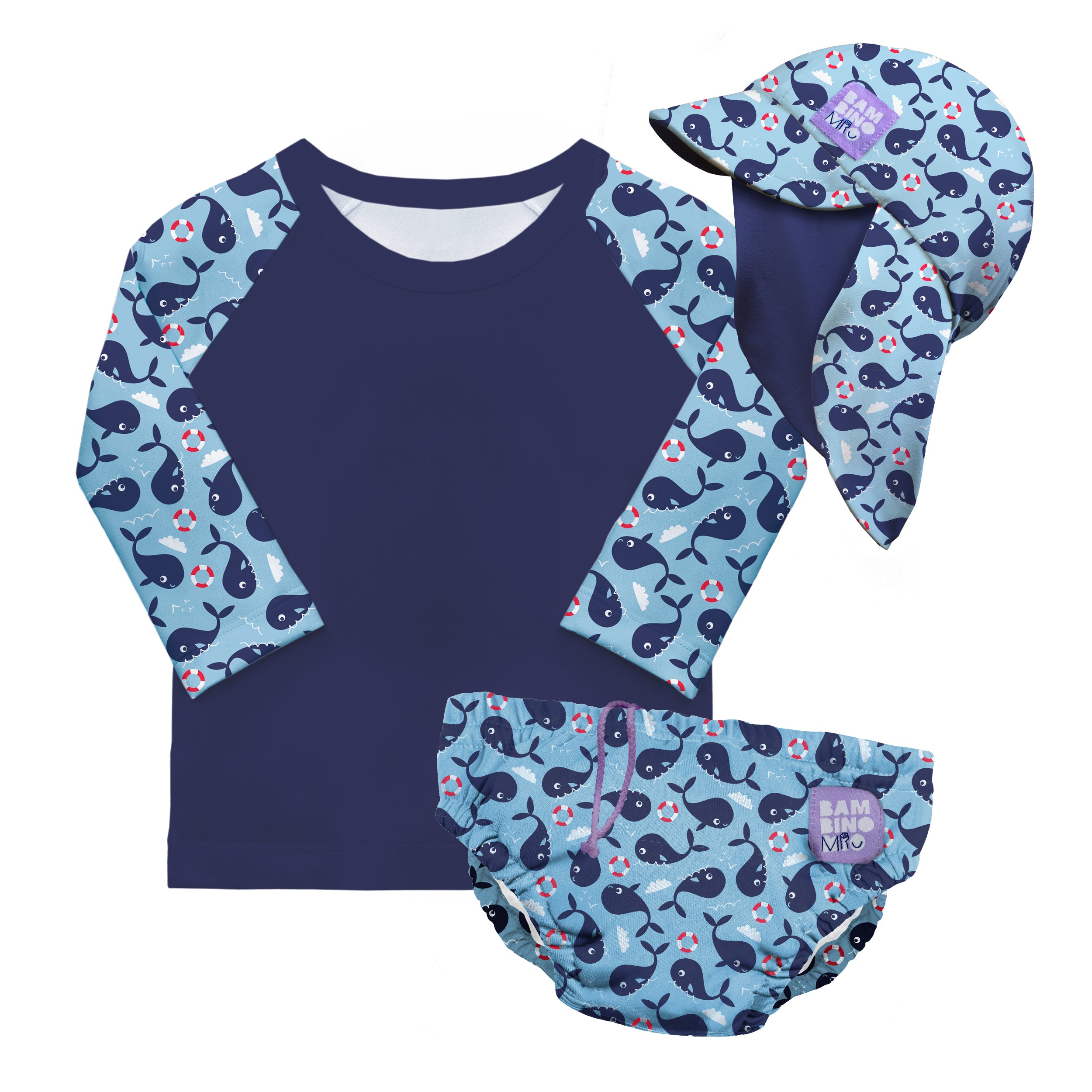 bambino-mio-3-teiliges-baby-schwimmset-blauer-wal image 1