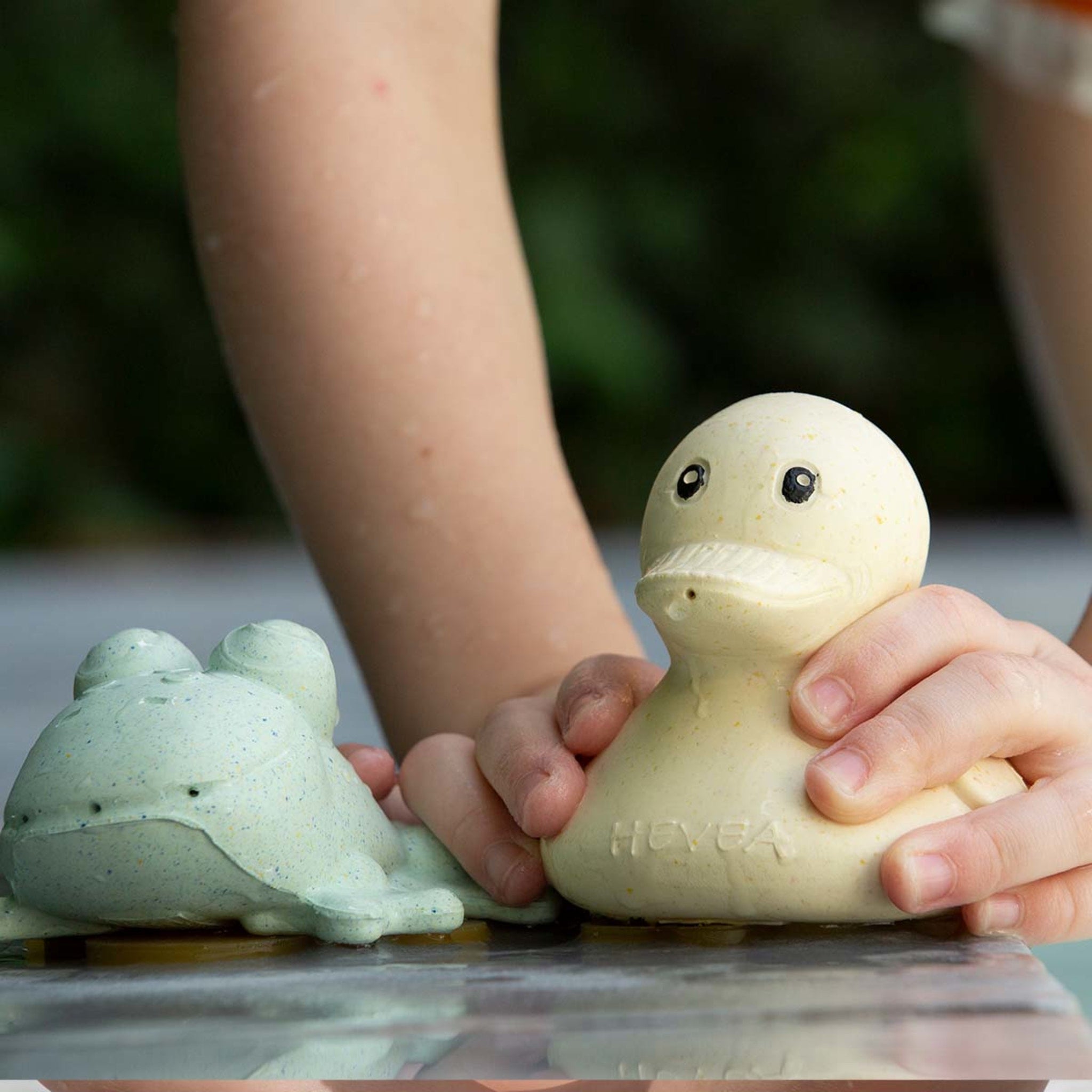 hevea-squeeze-n-splash-badeset-ente-frosch-aus-upcycled-naturkautschuk image 3
