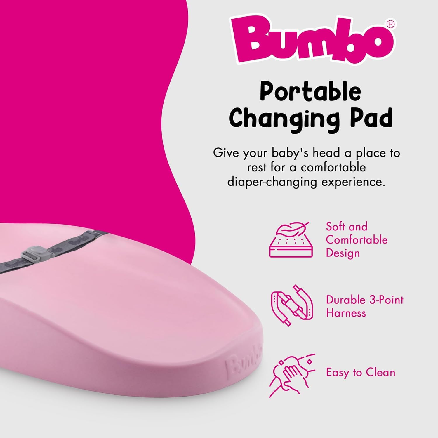 bumbo-baby-wickelunterlage-wiege-rosa-mit-sicherheitsgurt-anti-roll image 4
