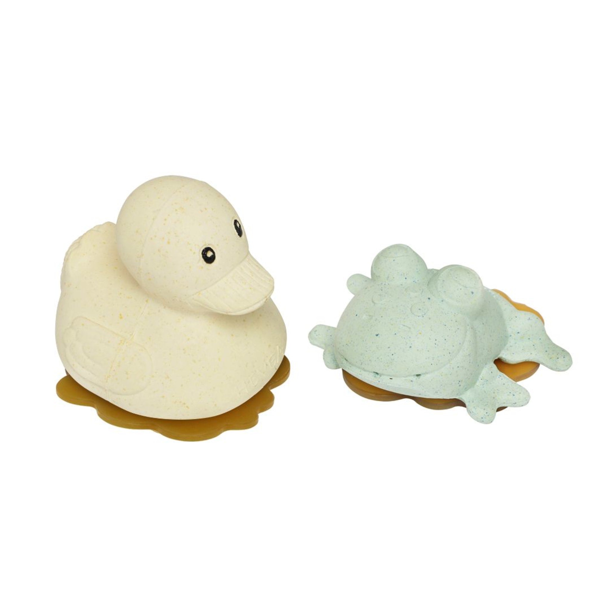 hevea-squeeze-n-splash-badeset-ente-frosch-aus-upcycled-naturkautschuk image 1