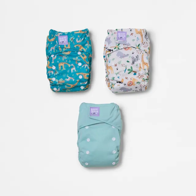 bambino-mio-revolution-res-probier-trio-stoffwindeln-3er-pack-wildtier-motive image 1