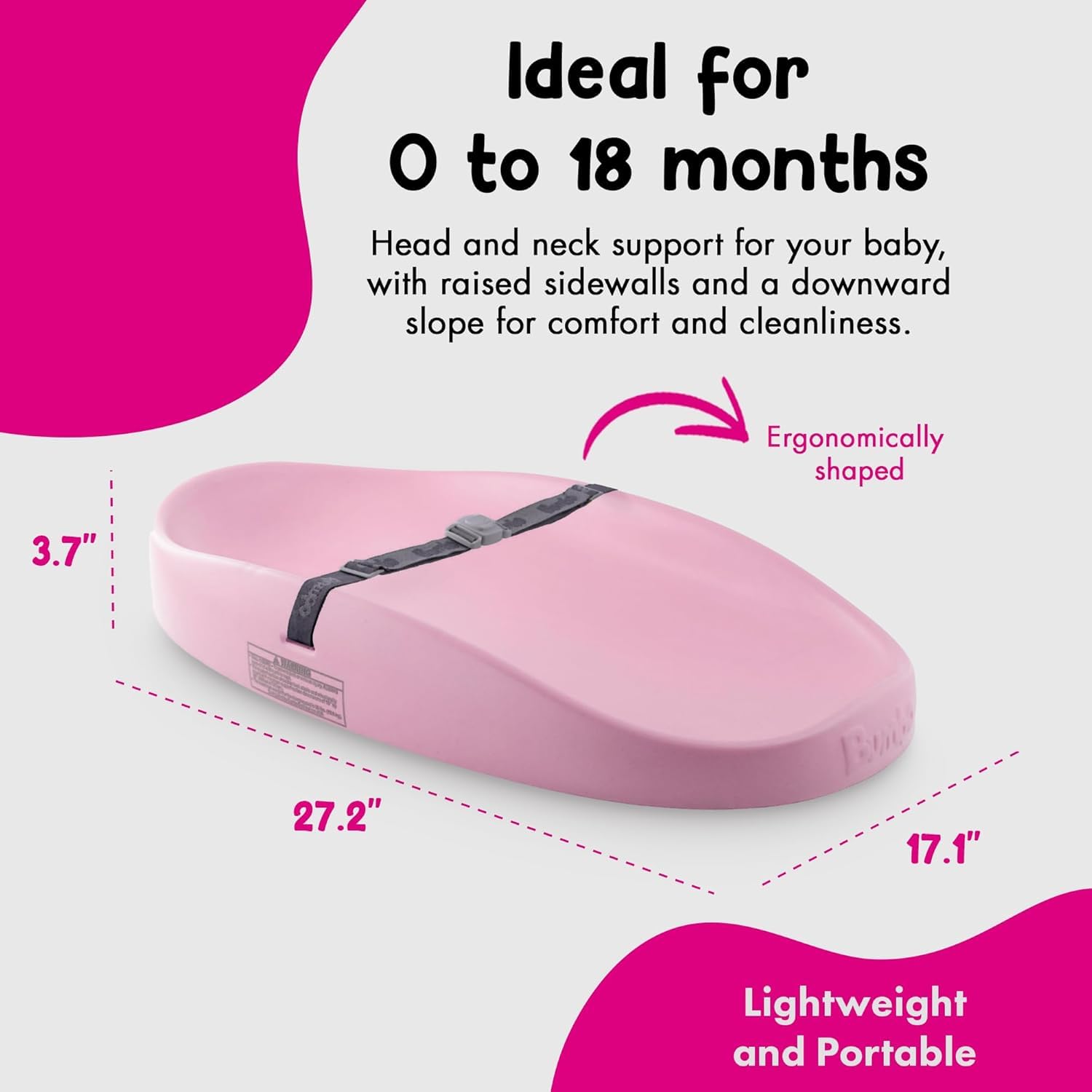 bumbo-baby-wickelunterlage-wiege-rosa-mit-sicherheitsgurt-anti-roll image 3