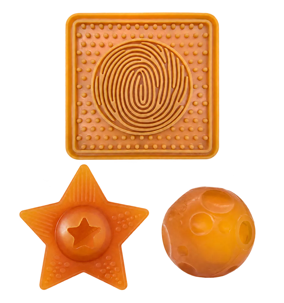 hevea-dog-enrichment-set-schleckmatte-star-treat-moon-ball image 1